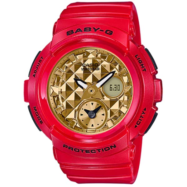 Đồng hồ nữ Casio BABY-G BGA-195VLA-4A Đồng hồ kim-số tiêu chuẩn, Dây đeo nhựa màu đỏ