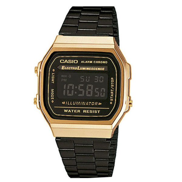 Đồng hồ điện tử Casio A168WEGB-1BDF-Dây Đeo Kim Loại-Kính Nhựa-Chống Nước